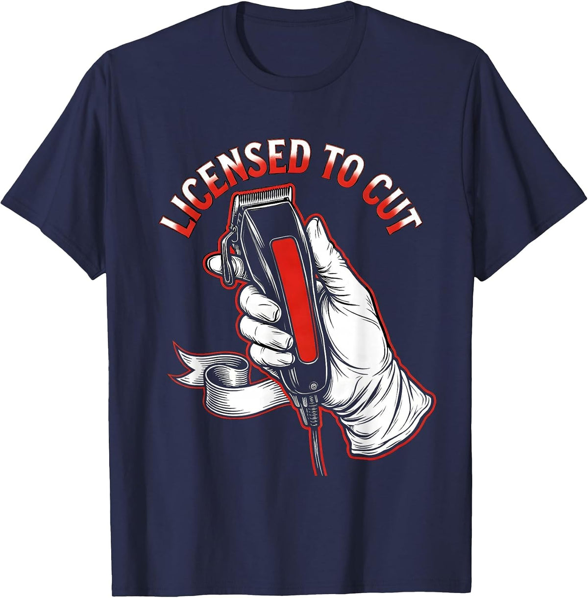 Men's Licensed To Cut Tattoo Barber Hairdresser Humor T-Shirt - Navy Blue