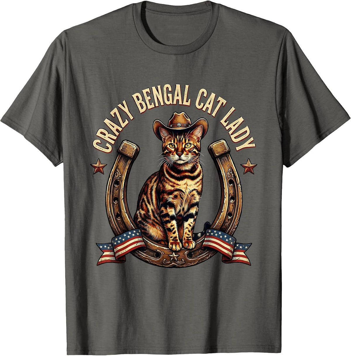 Men's Crazy Bengal Cat Lady Cat Lover Design T-Shirt - Asphalt Grey