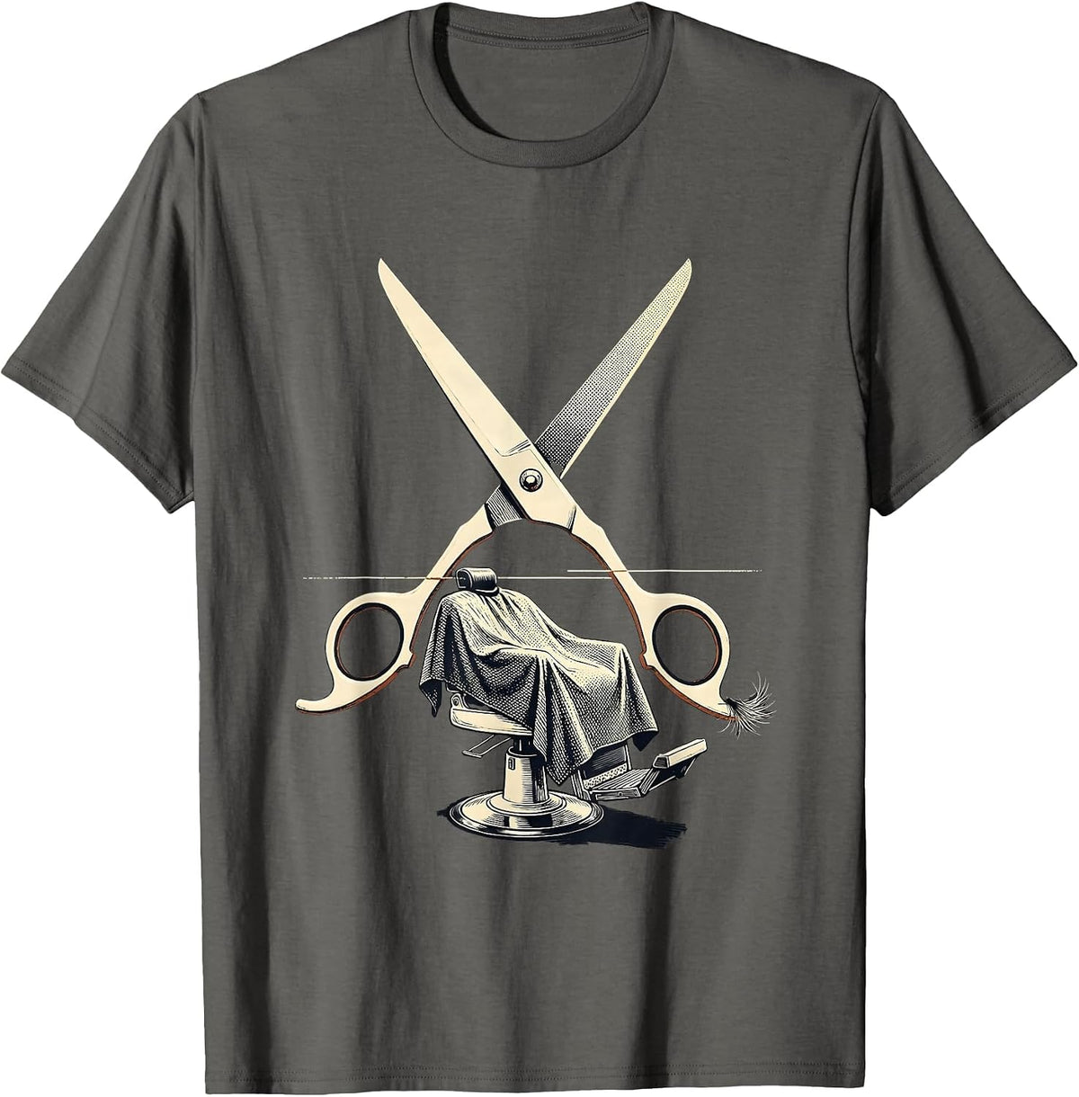 Men's Oversized Shears Barber Cape Hairdresser Gift T-Shirt - Asphalt Grey