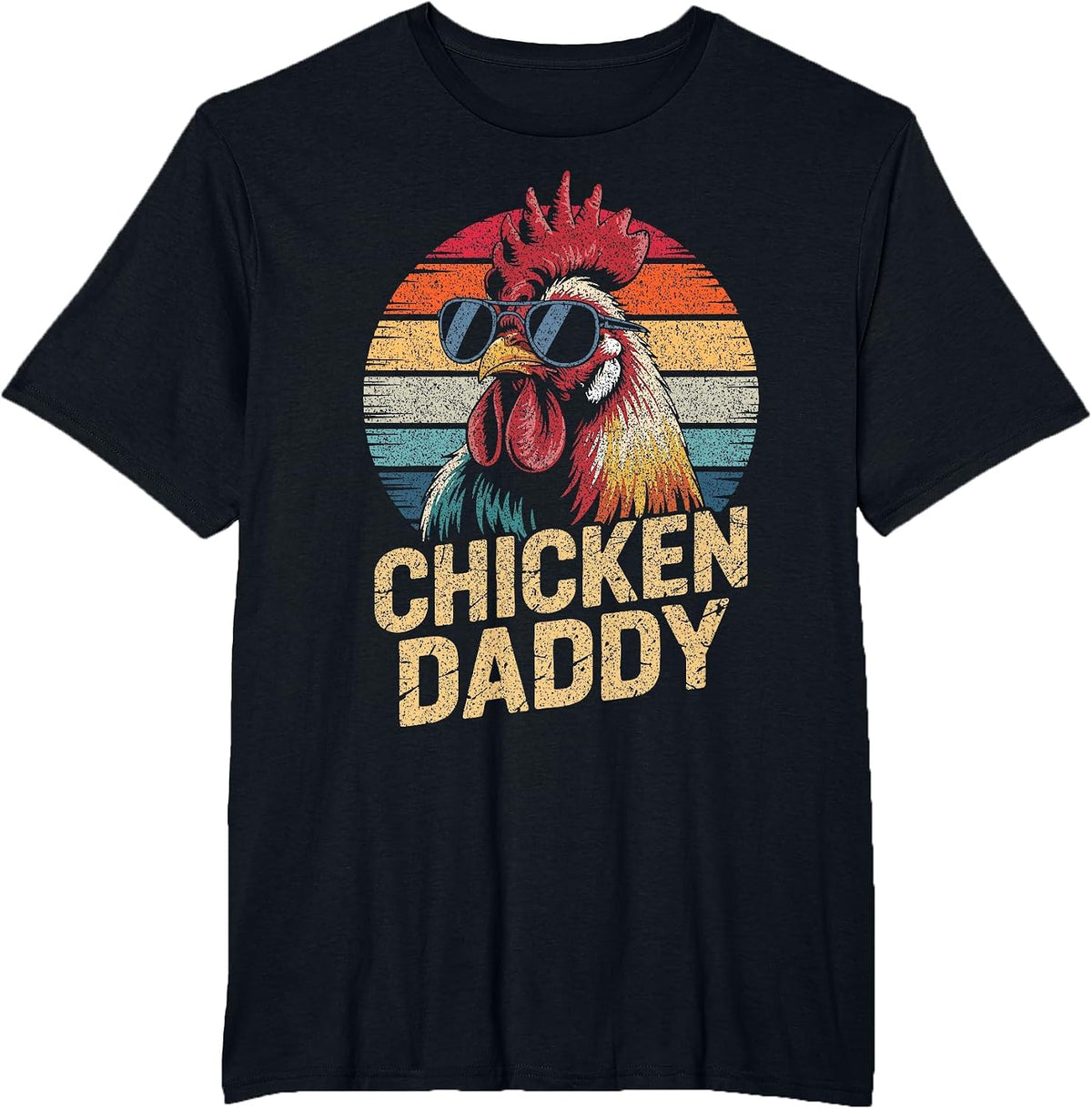 Men Chicken Daddy Vintage Rooster Poultry Farmer Fathers Day T-Shirt - Black