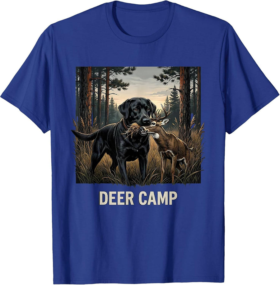Deer Camp Retro Southern Local Boy Black Lab Hunting T-Shirt - Royal Blue