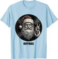 Men's Riffmas Heavy Metal Santa Parody Rock On Funny Christmas T-Shirt - Baby Blue