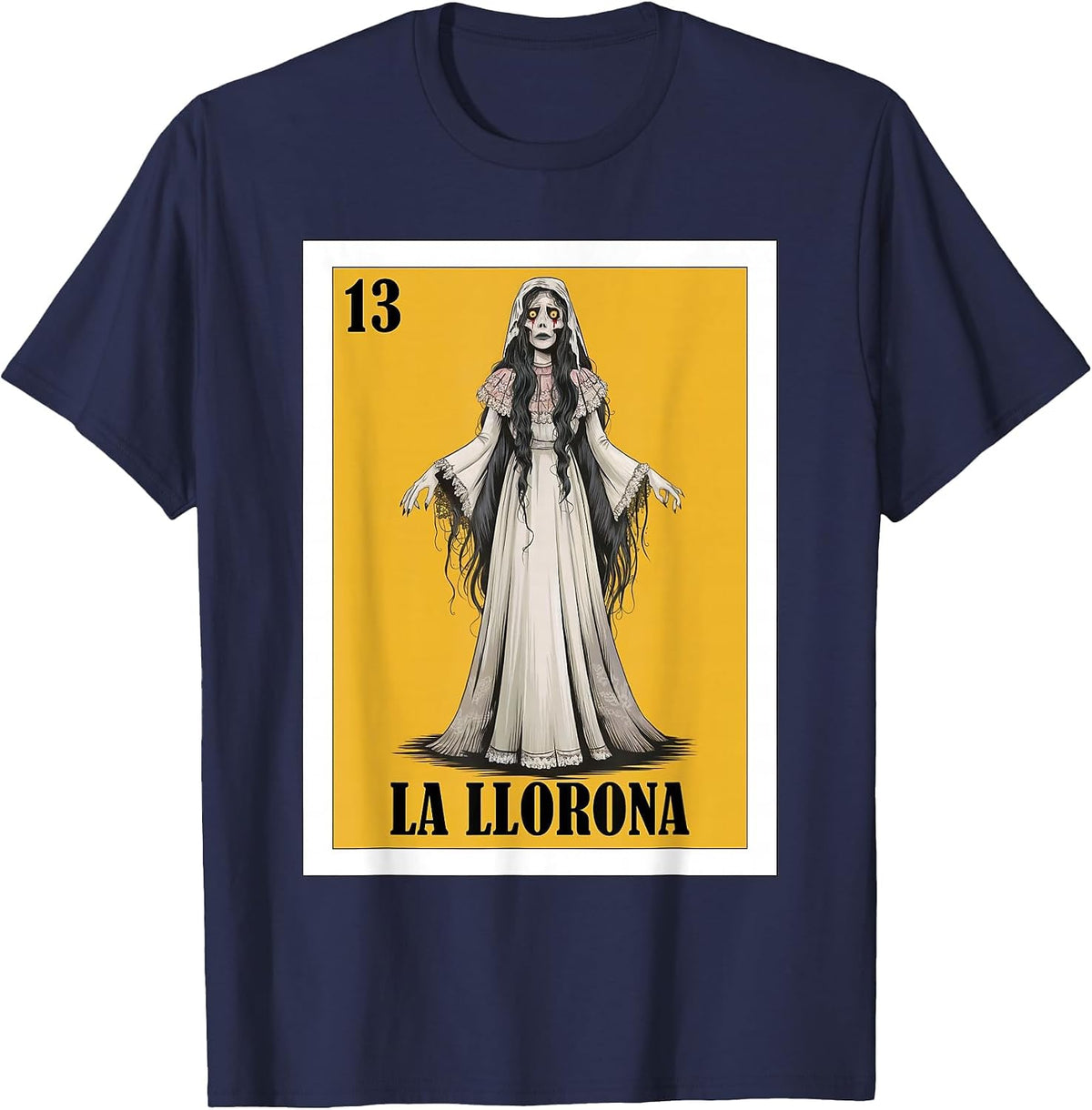 Mexican Halloween or Cinco de Mayo Design - La Llorona T-Shirt - Navy Blue