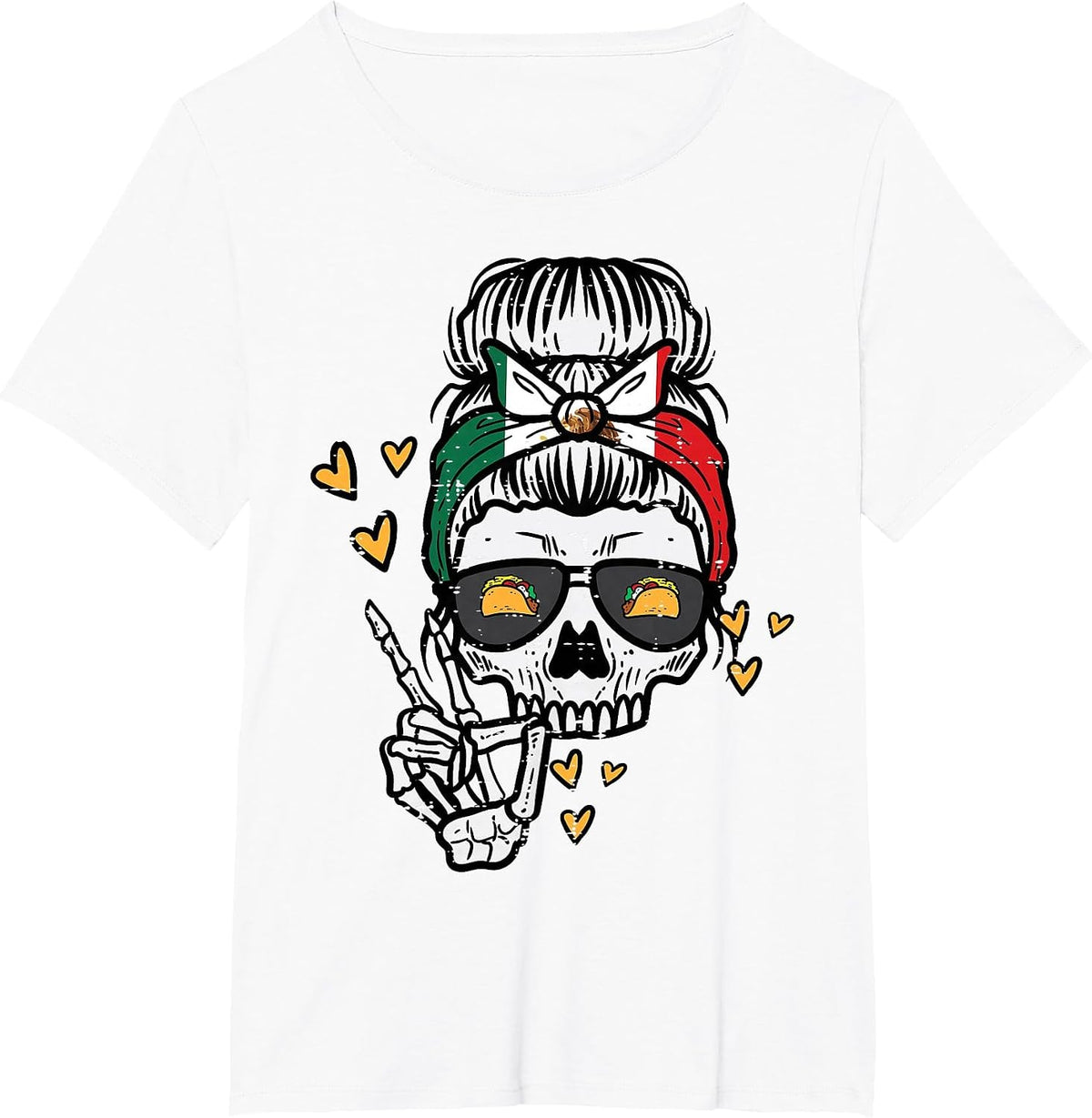 Skeleton Women Mexico Cinco De Mayo Mexican Independence Day T-Shirt - White