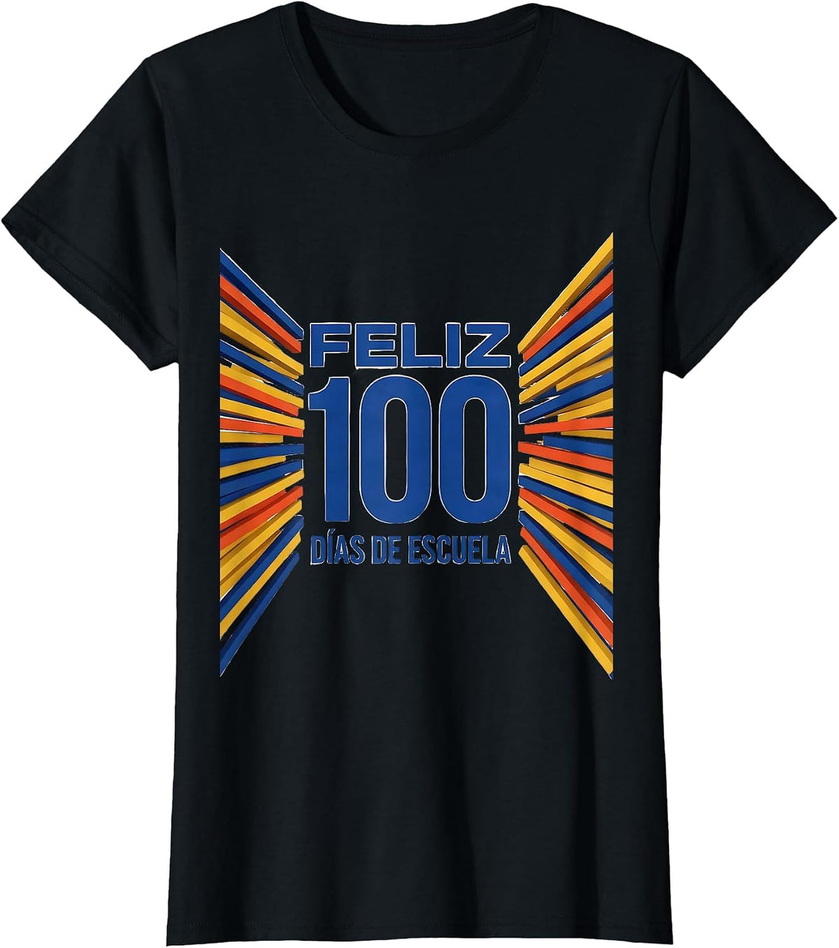 Feliz 100 días de escuela Spanish Teacher 100th Day T-Shirt - Black