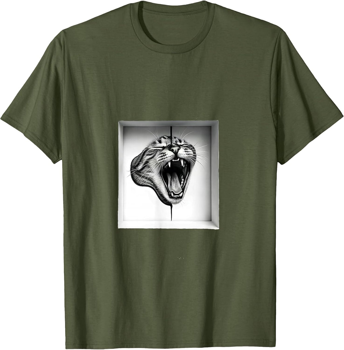 Schrödinger Cat Quantum Physics Humor Science Enthusiast T-Shirt - Olive Green