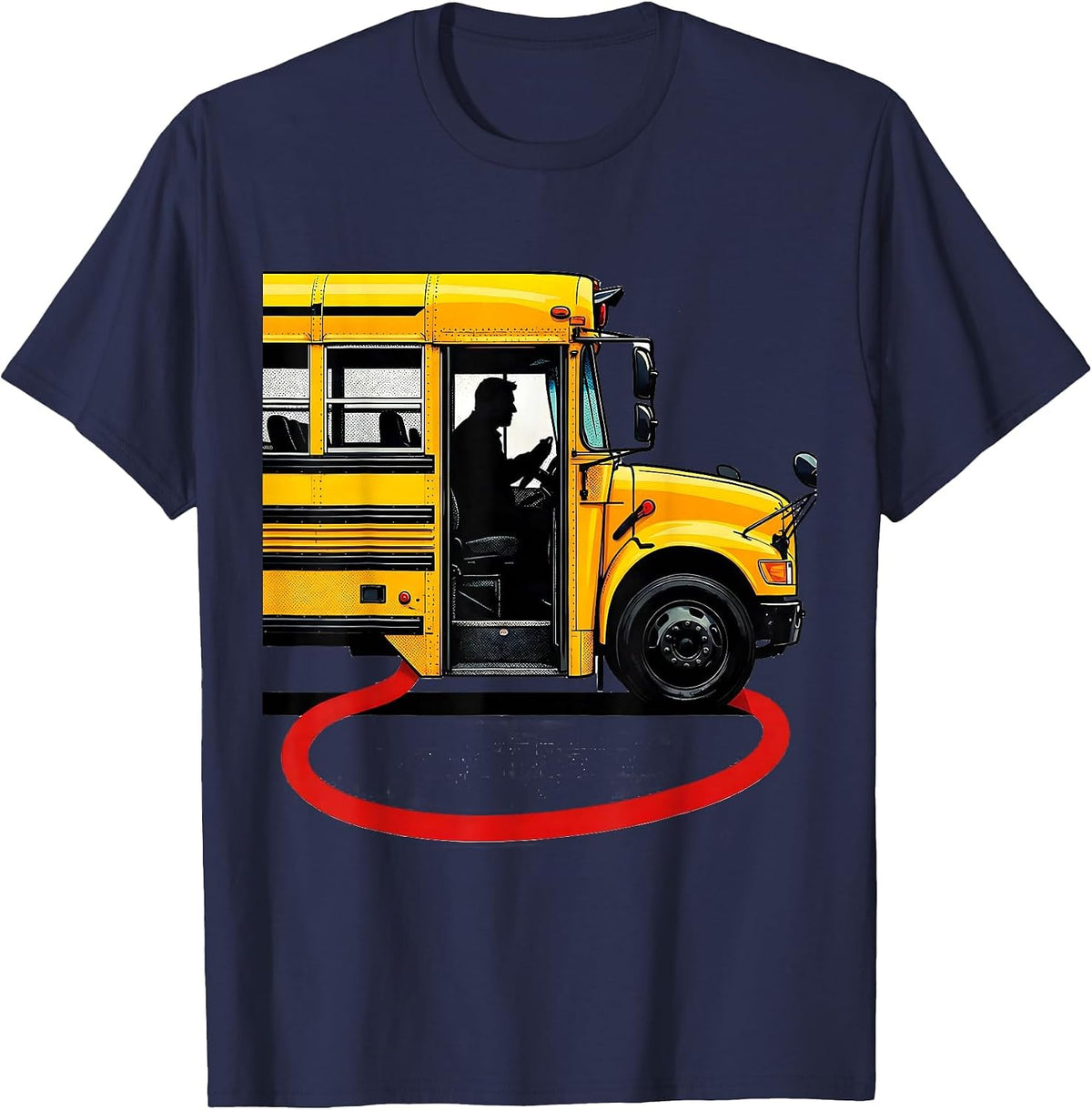Men's School Bus Driver Pop Art Bus Enthusiast Novelty T-Shirt - Navy Blue
