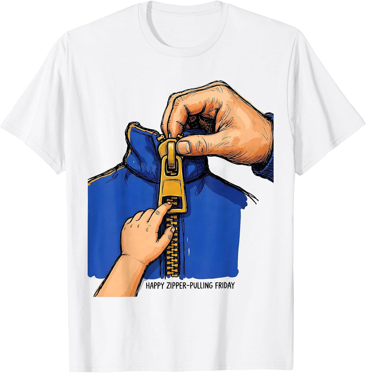 Men's Happy Zipper-Pulling Friday Occupational Therapy OT T-Shirt - White