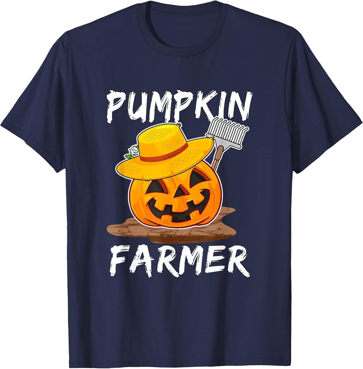 Pumpkin Farmer Funny Family Matching Halloween Costume T-Shirt - Navy Blue