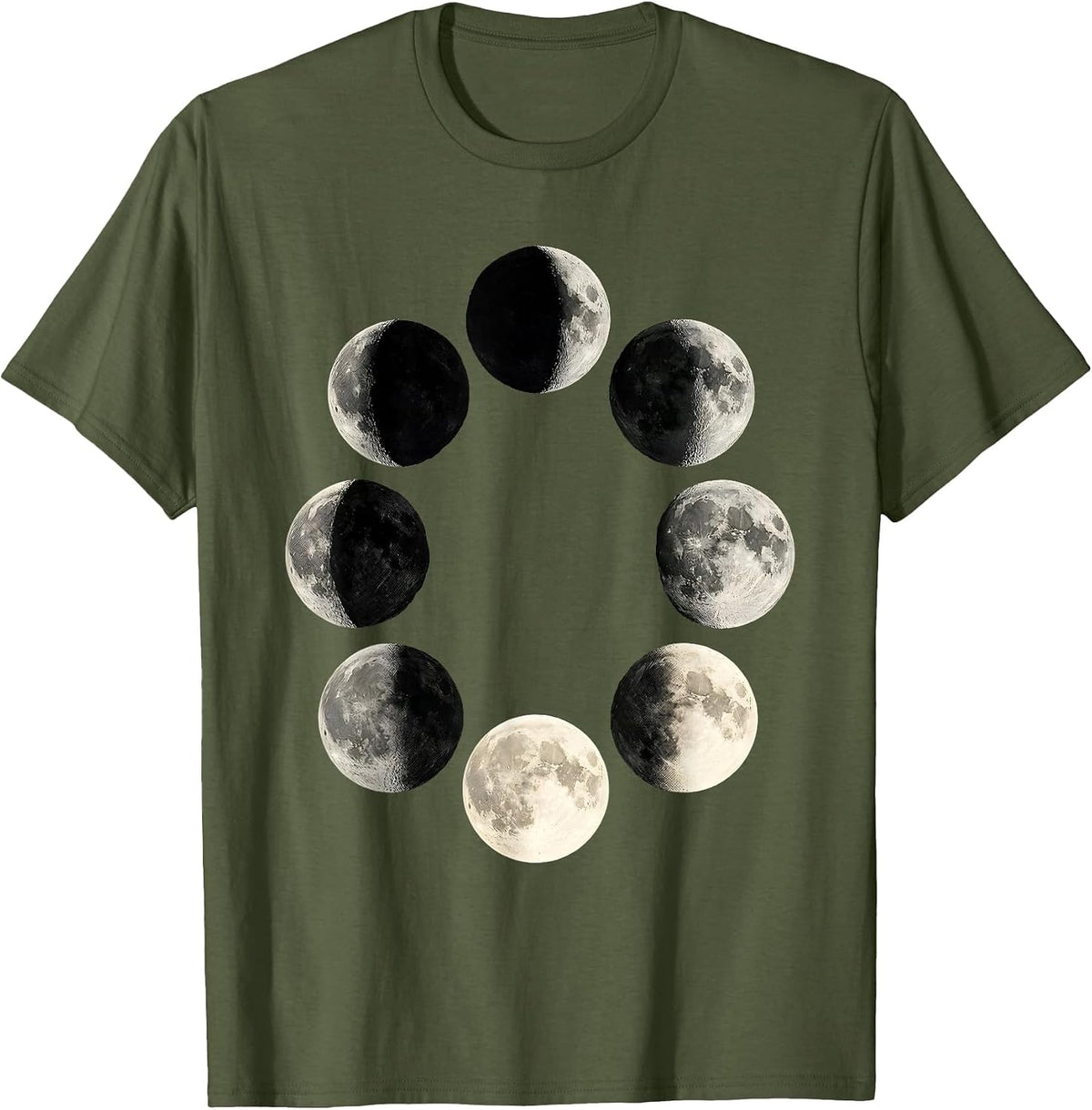 Men's Lunar Phase Cycle Astronomy Graphic Science Teacher T-Shirt - Olive Green