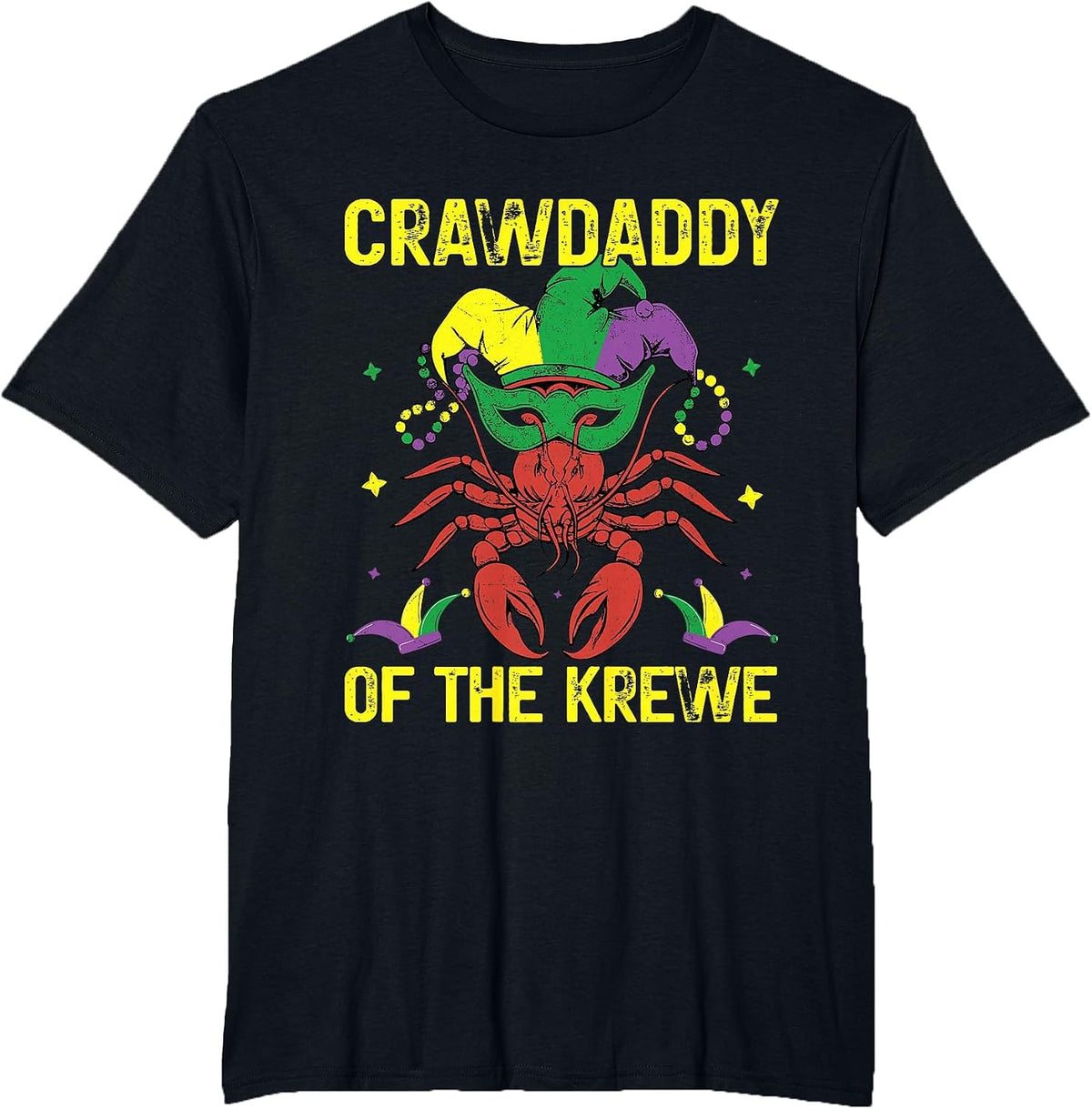 Crawdaddy the Krewe Mardi Gras New Orleans Crawfish T-Shirt - Black