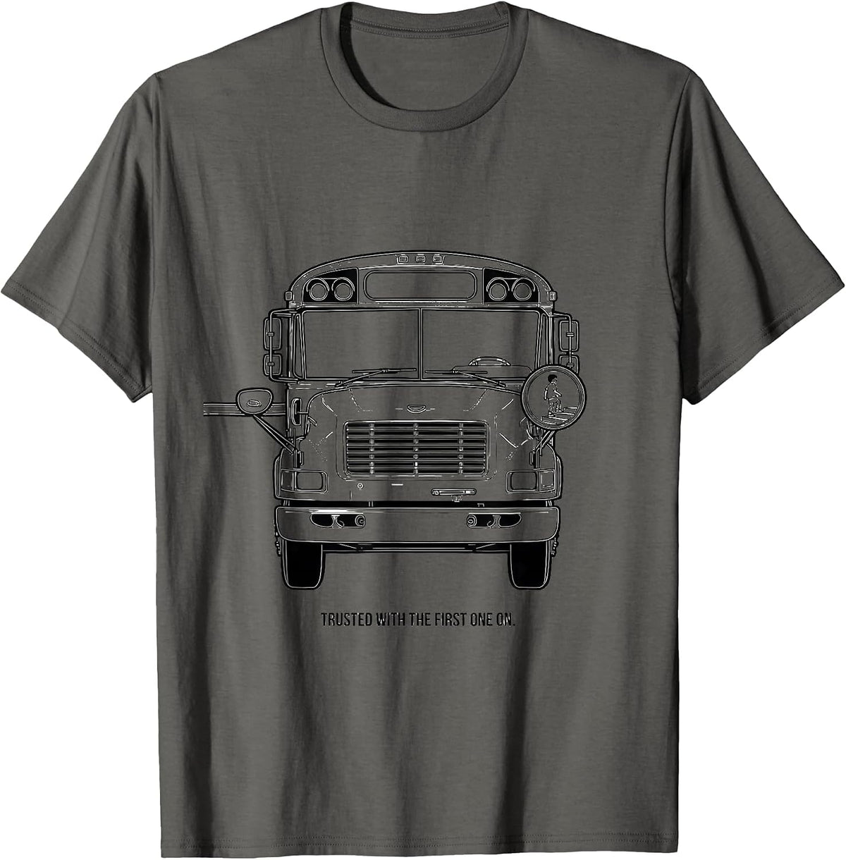 Men's Trusted With The First One On Funny School Bus Driver Gift T-Shirt - Asphalt Grey