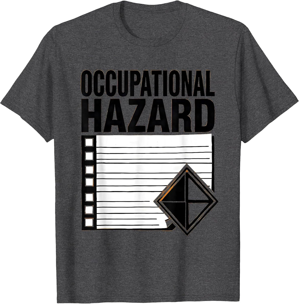 Men's Occupational Hazard Stencil Graphic Physical Therapist OT T-Shirt - Dark Heather Grey