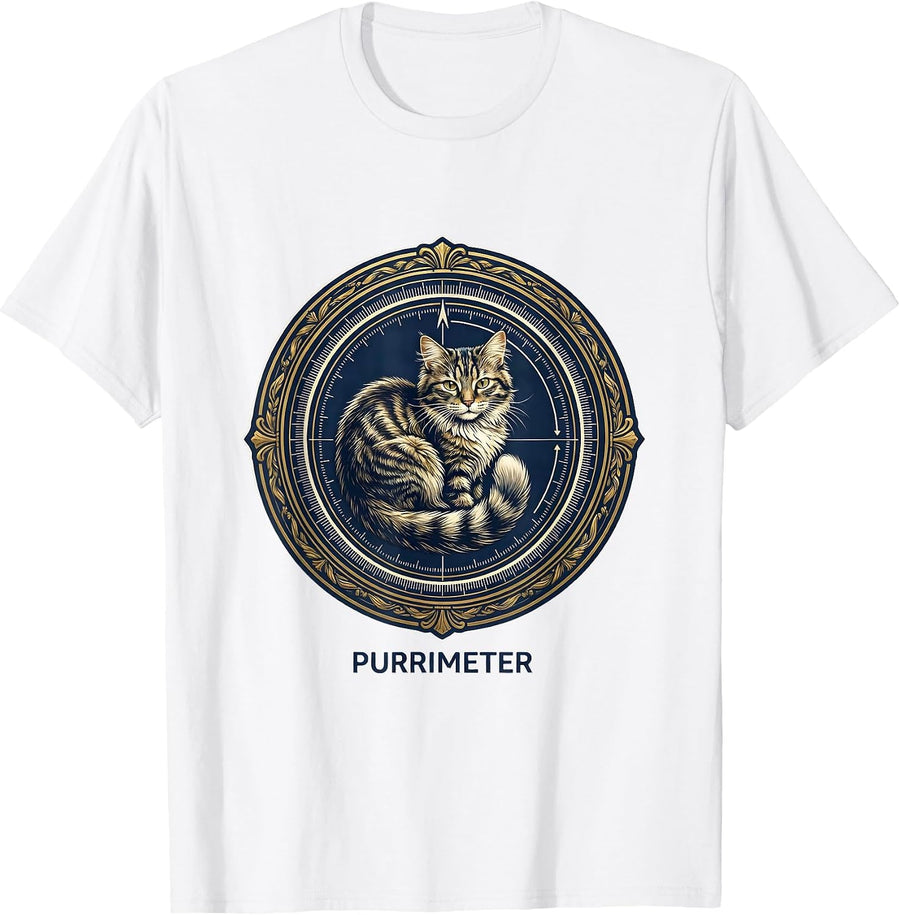 Men's Purrimeter Funny Cat Science Pun Math Teacher Student T-Shirt - White