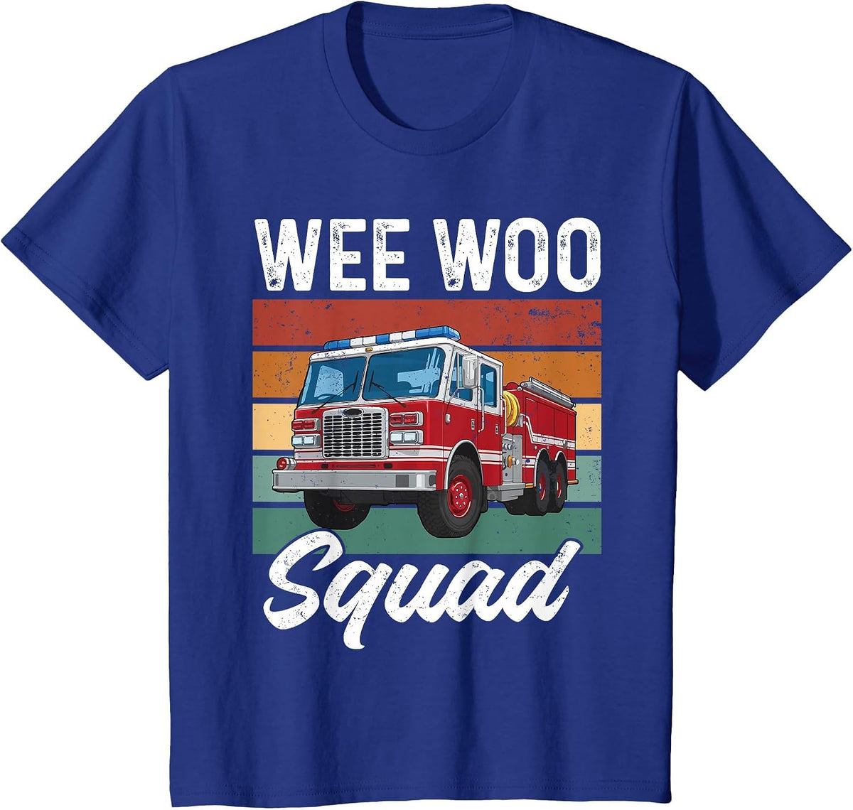 Wee Woo Squad Funny Fire Truck Lovers Firefighter Vintage T-Shirt - Royal Blue