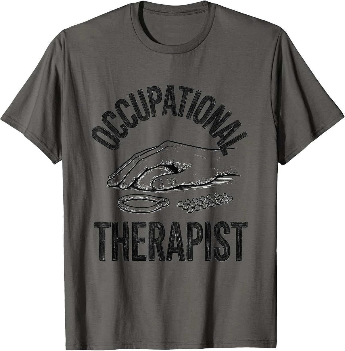 Occupational Therapist Retro Line Art OT Month Gift T-Shirt - Asphalt Grey