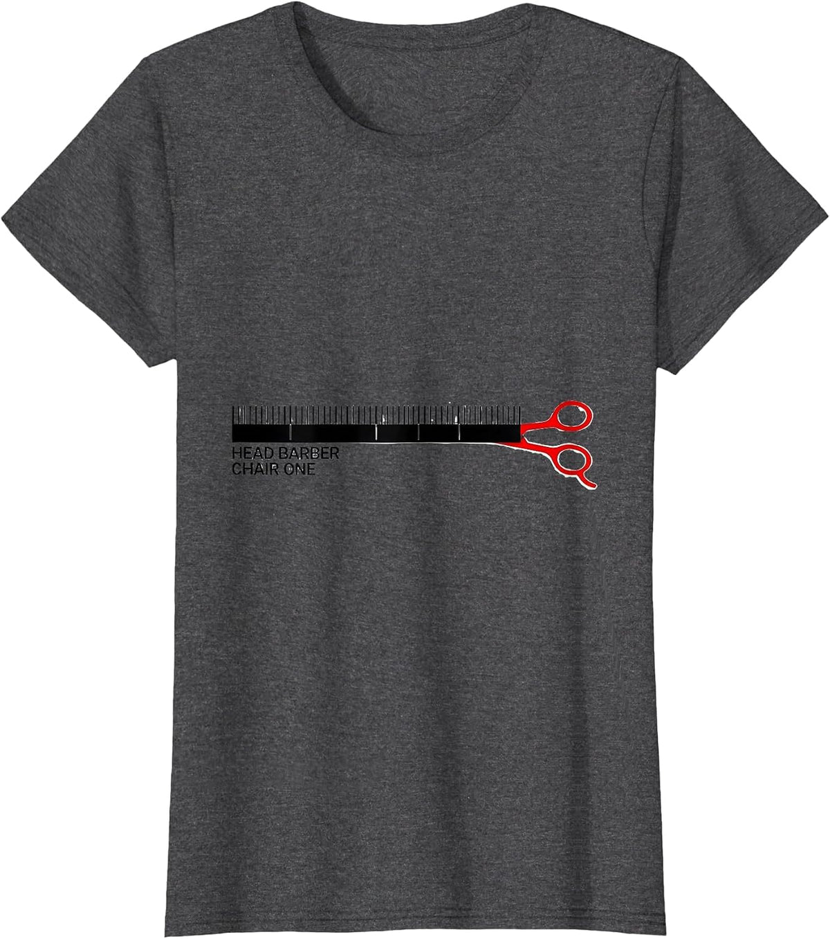 Women's Head Barber Chair One Funny Hairdresser Barber Gift T-Shirt - Dark Heather Grey