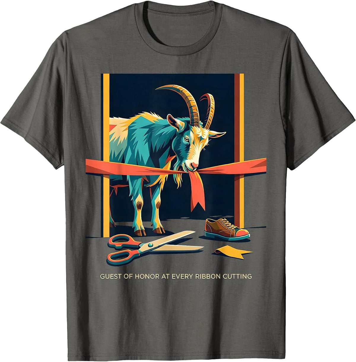 Men's Guest Of Honor At Every Ribbon Cutting Funny Goat Lover T-Shirt - Asphalt Grey
