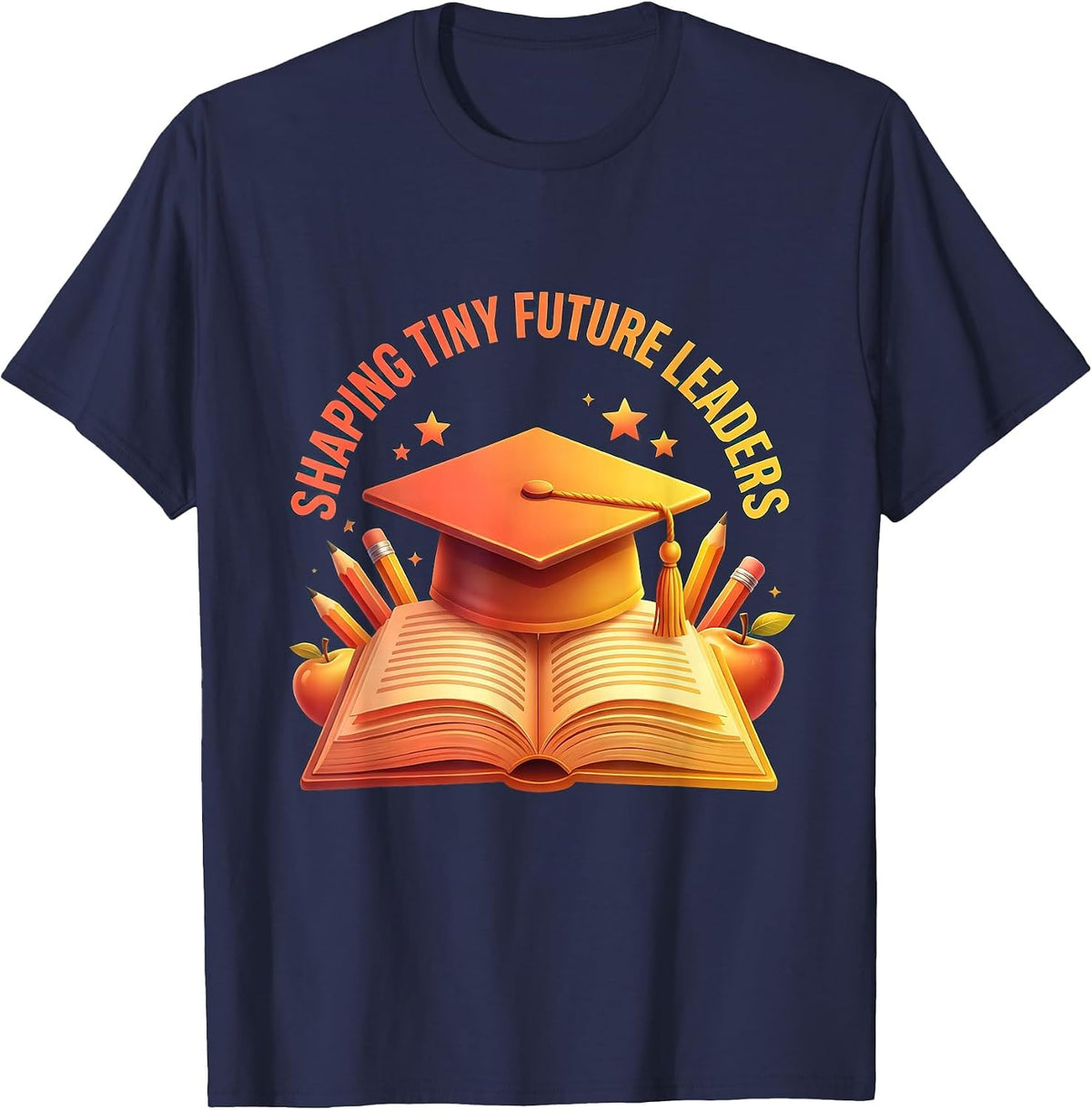 Men's Shaping Tiny Future Leaders 4th Grade Teacher T-Shirt - Navy Blue