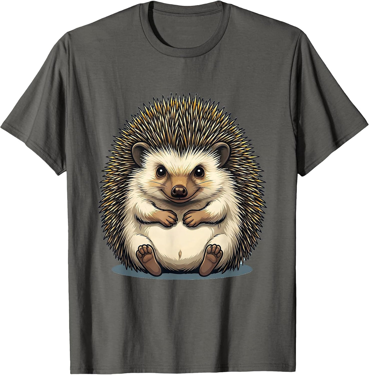 Hedgehog Hug Cartoon Funny Animal Lover Gift T-Shirt - Asphalt Grey