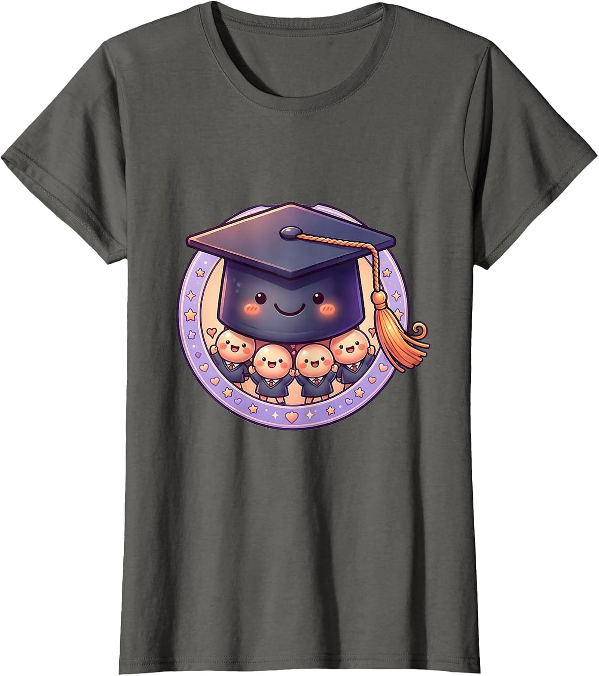 Women's 4th Grade Teacher Graduation Cap Students Gift T-Shirt - Asphalt Grey