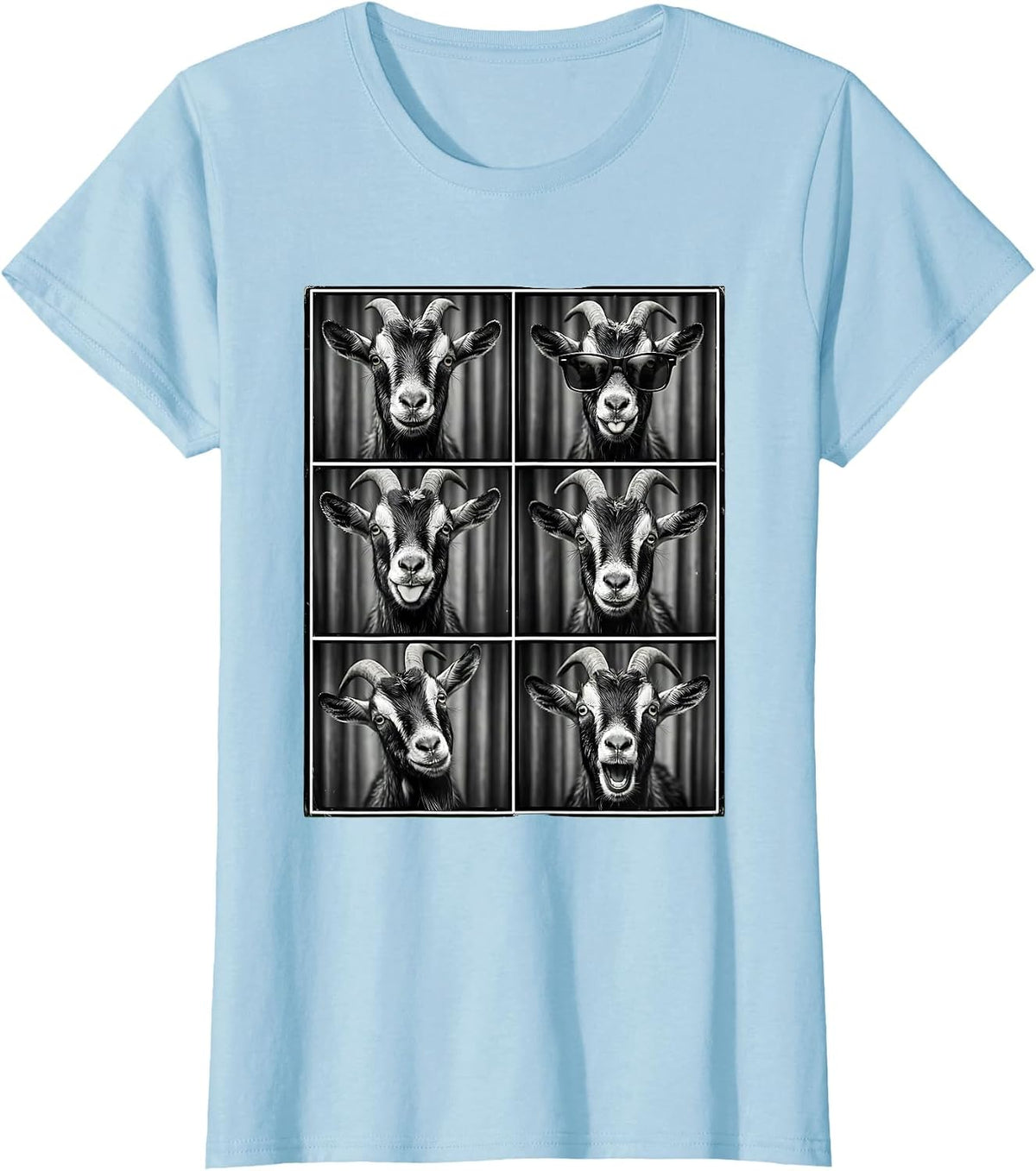 Goat Photobooth Funny Animal Portrait T-Shirt - Baby Blue