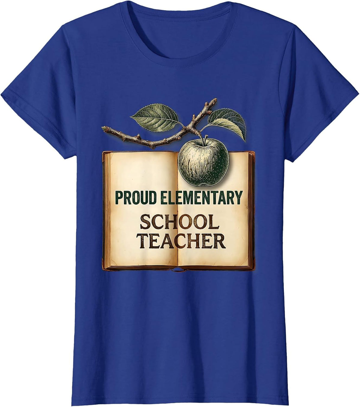 Women's Proud Elementary School Teacher Graphic Design T-Shirt - Royal Blue