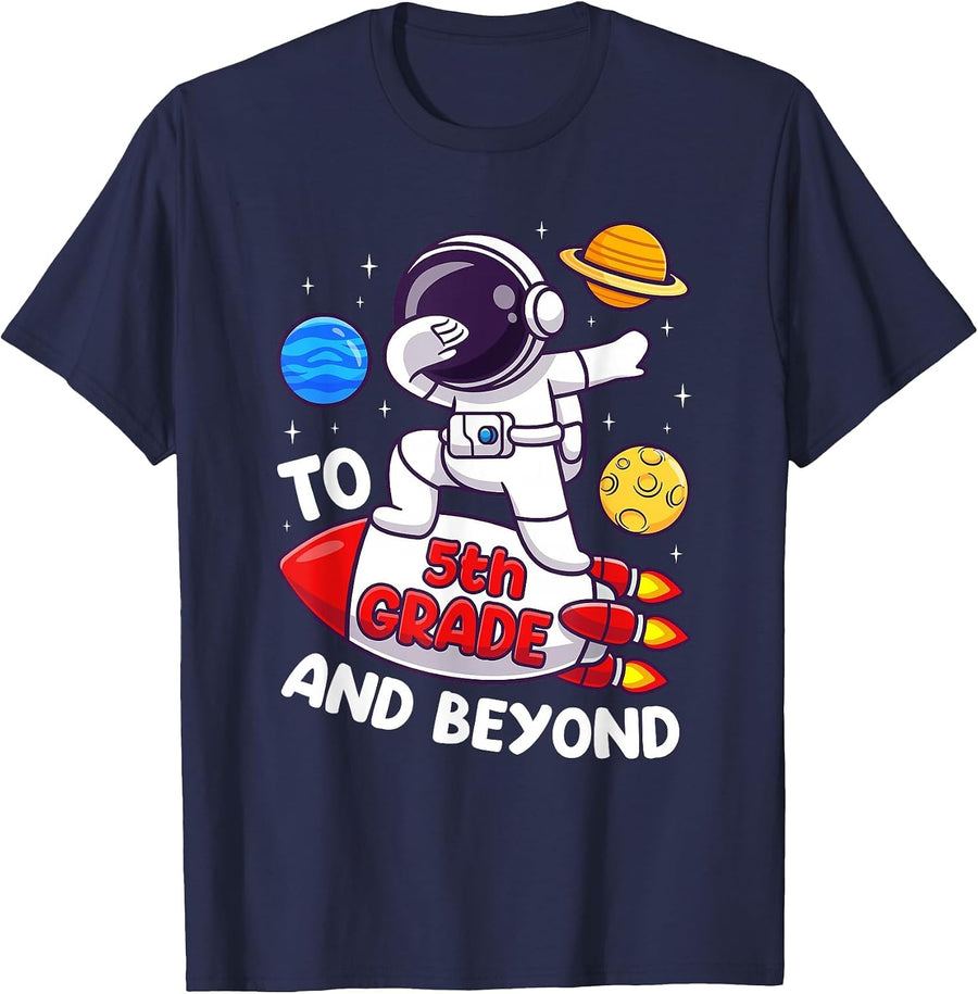 Back to Fifth Grade and Beyond-Funny First Day of School T-Shirt - Navy Blue