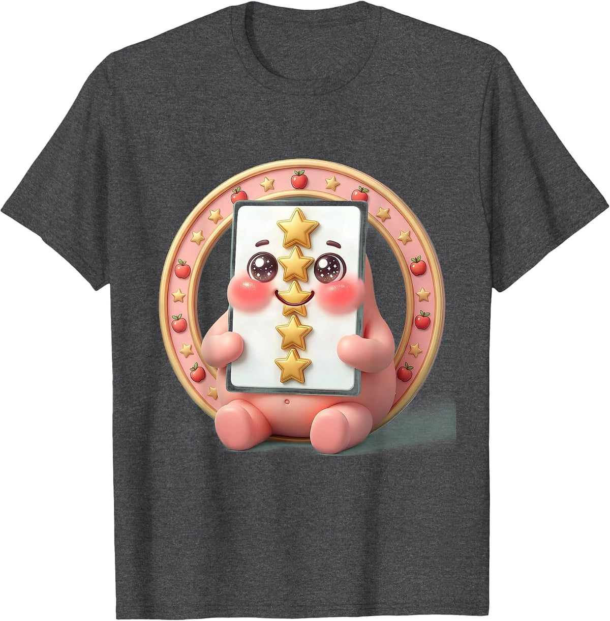 Straight A's Report Card Graphic Teacher Tee T-Shirt - Dark Heather Grey