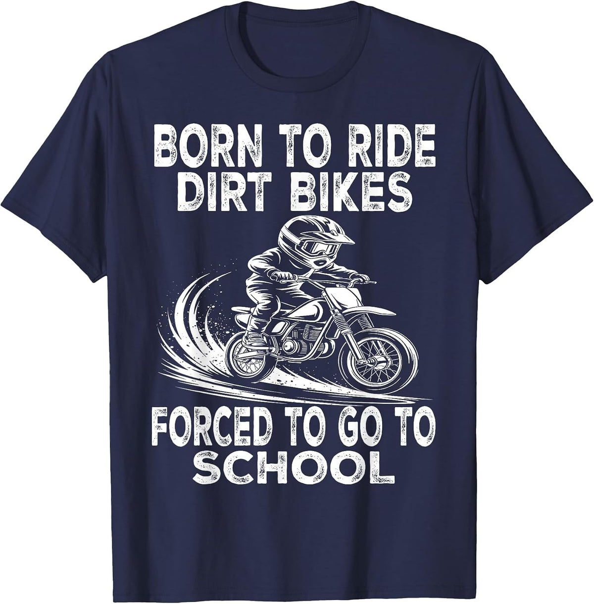 Funny Dirt Bike Art for Boys Girls Motocross Dirt Bike Rider T-Shirt - Navy Blue