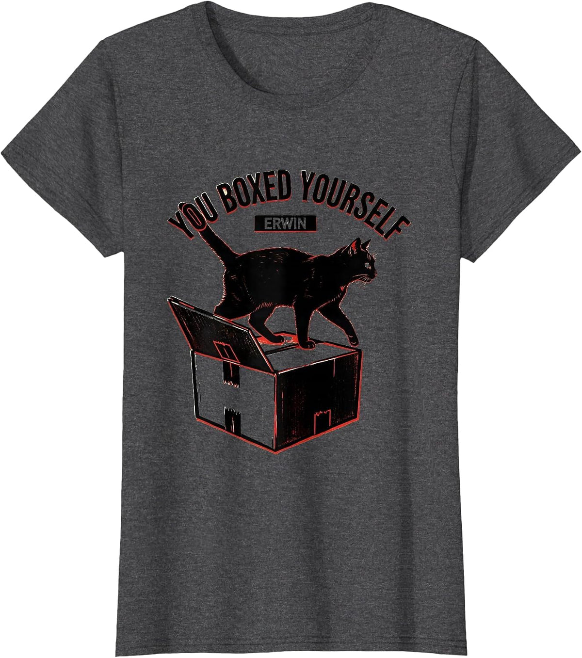 Women's You Boxed Yourself, Erwin Funny Science Teacher Quantum T-Shirt - Dark Heather Grey