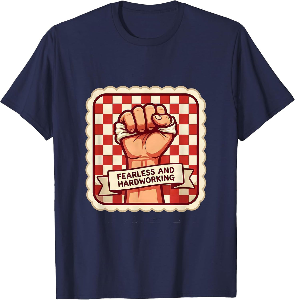 Men's Fearless and Hardworking Rosie the Riveter Design T-Shirt - Navy Blue