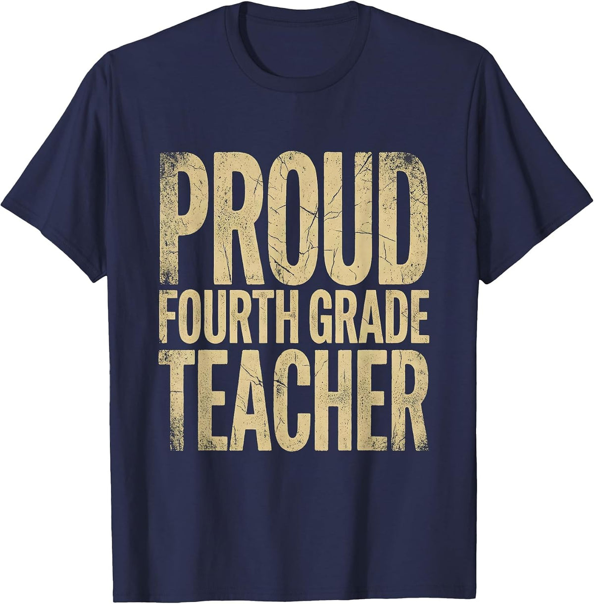 Proud Fourth Grade Teacher Educator Design T-Shirt - Navy Blue