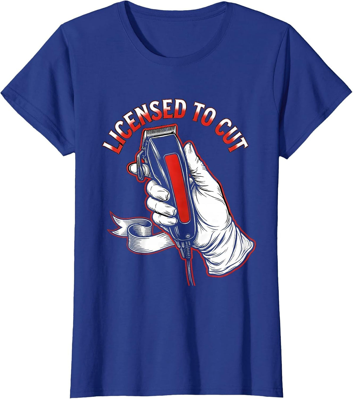 Women's Licensed To Cut Tattoo Barber Hairdresser Humor T-Shirt - Royal Blue