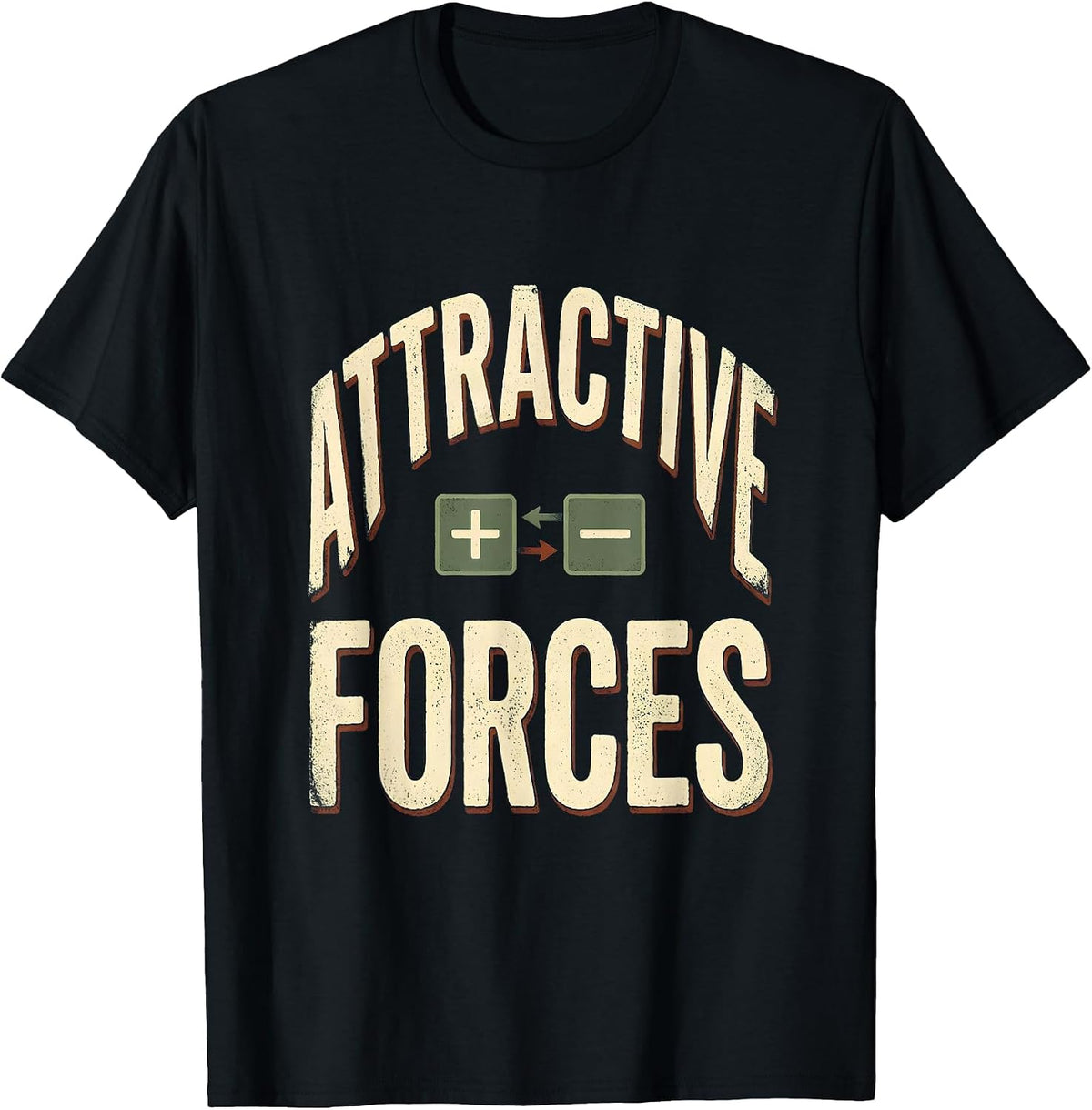 Men's Attractive Forces Vintage Science Chemistry Pun Humor T-Shirt - Black