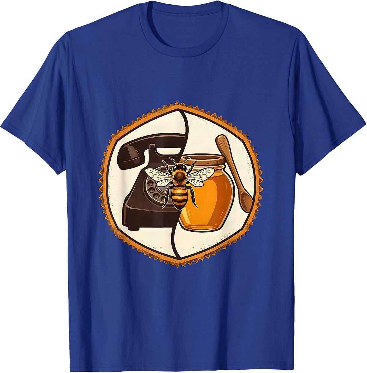 Men's Beekeeper Badge Rotary Phone Honey Jar Humor T-Shirt - Royal Blue