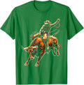 Men's Bull Rider Gripping Rope Mid-Buck Cowboy T-Shirt - Kelly Green
