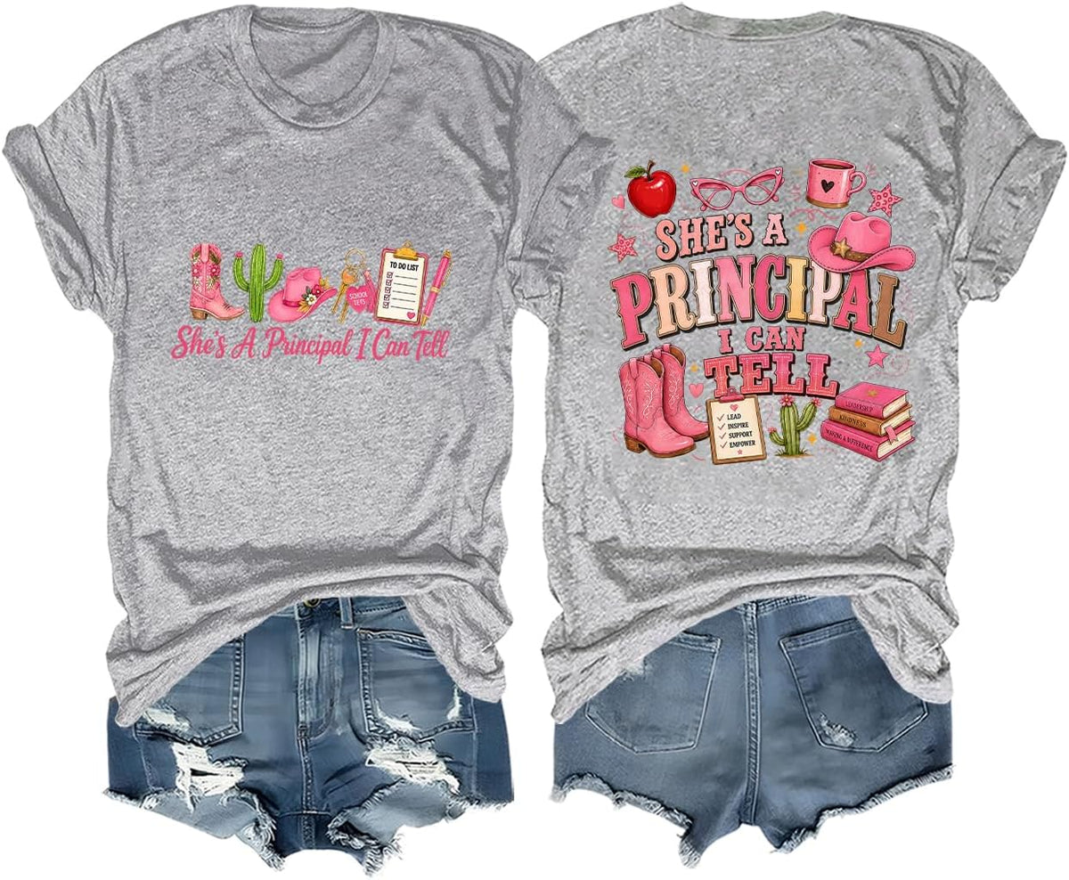 She's A Principal I Can Tell Shirt Funny Teacher Back to School T-Shirt - Grey