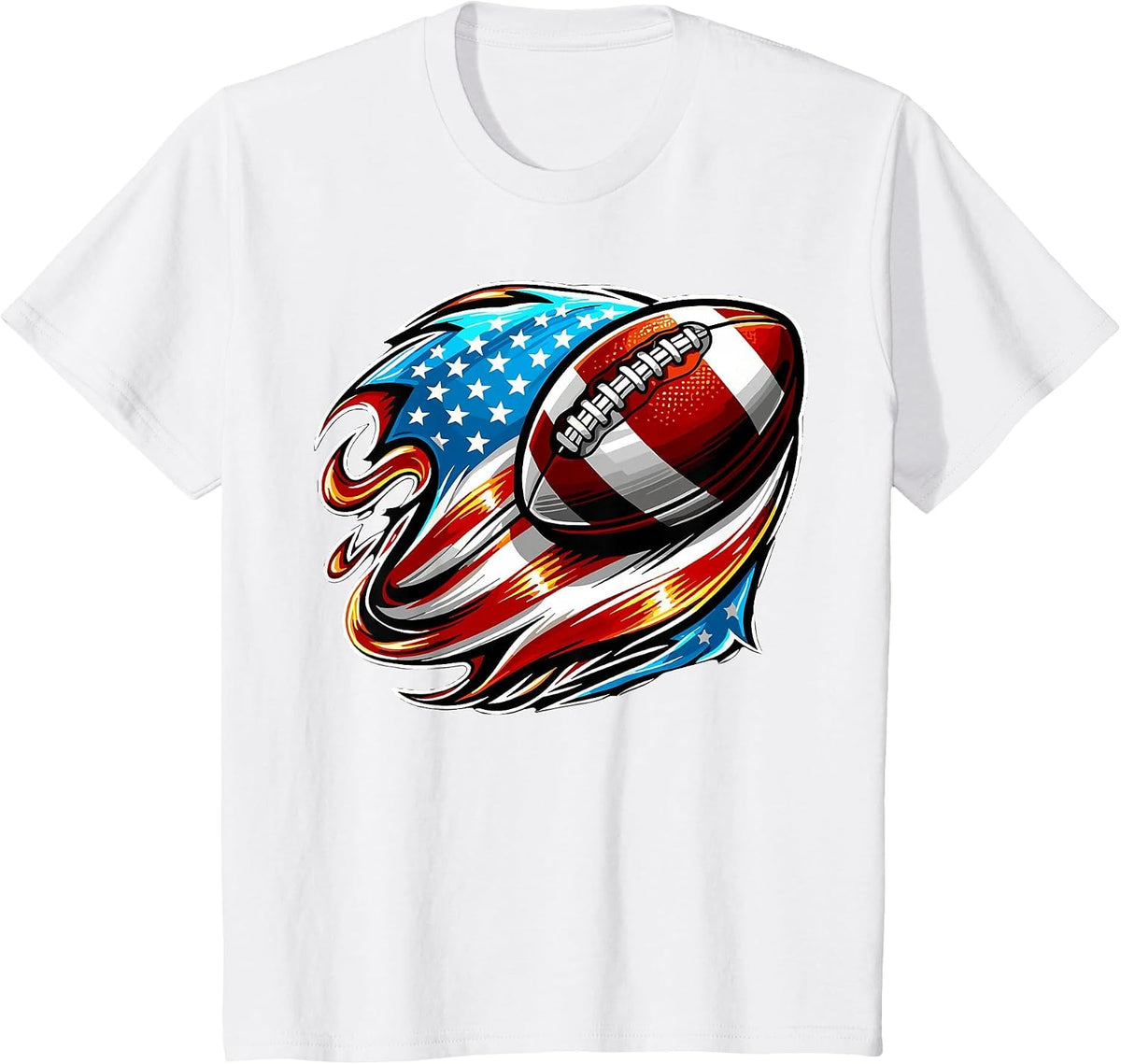 American Football USA Flag Patriotic T-Shirt - White