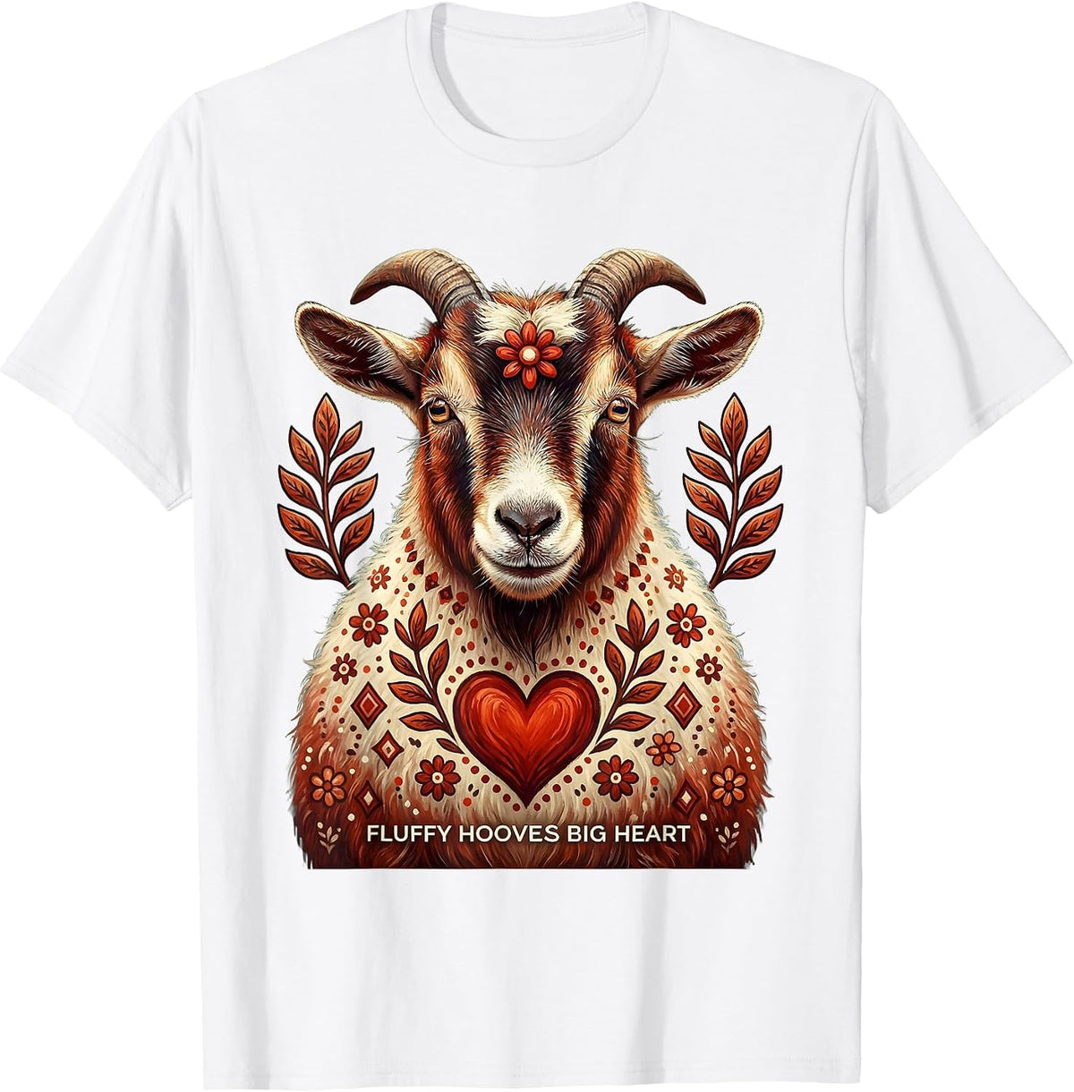 Men's Fluffy Hooves Big Heart Goat Lover Design T-Shirt - White