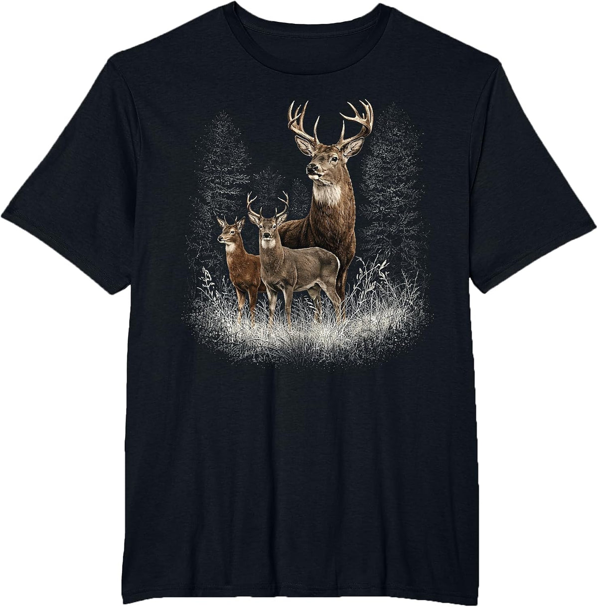 Deer Forest Nature Lover Vintage Deer Hunting Hunter T-Shirt - Black