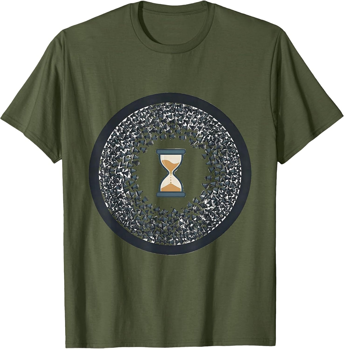 Men's Centered Hourglass Dense Megaphone Marks School Counselor T-Shirt - Olive Green