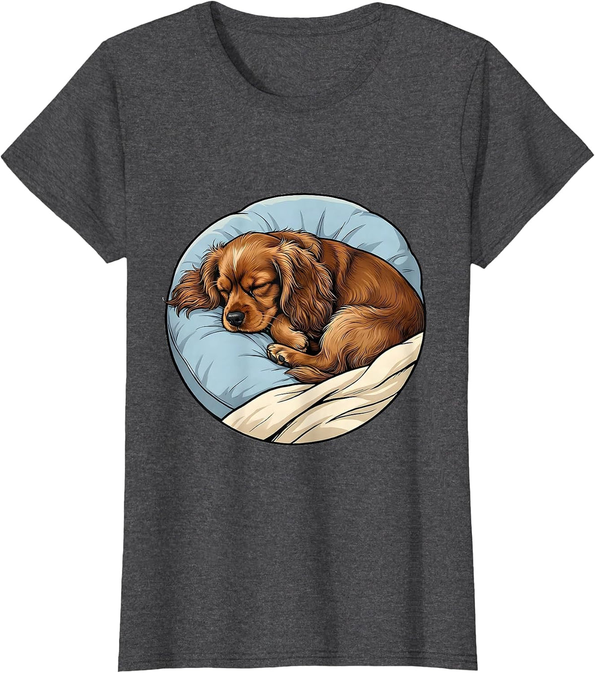Women's Cocker Spaniel Sleeping Napping Breed Lover Cozy T-Shirt - Dark Heather Grey