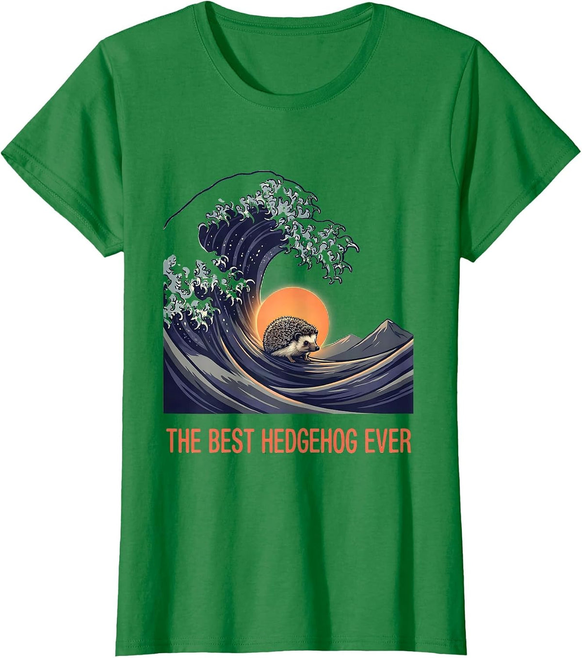 Women's The Best Hedgehog Ever Funny Japanese Art Animal Meme T-Shirt - Kelly Green