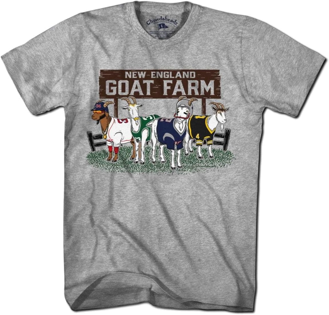 Chowdaheadz New England Goat Farm T-Shirt - Unisex Vintage Tee Soft Cotton Blend - Gray