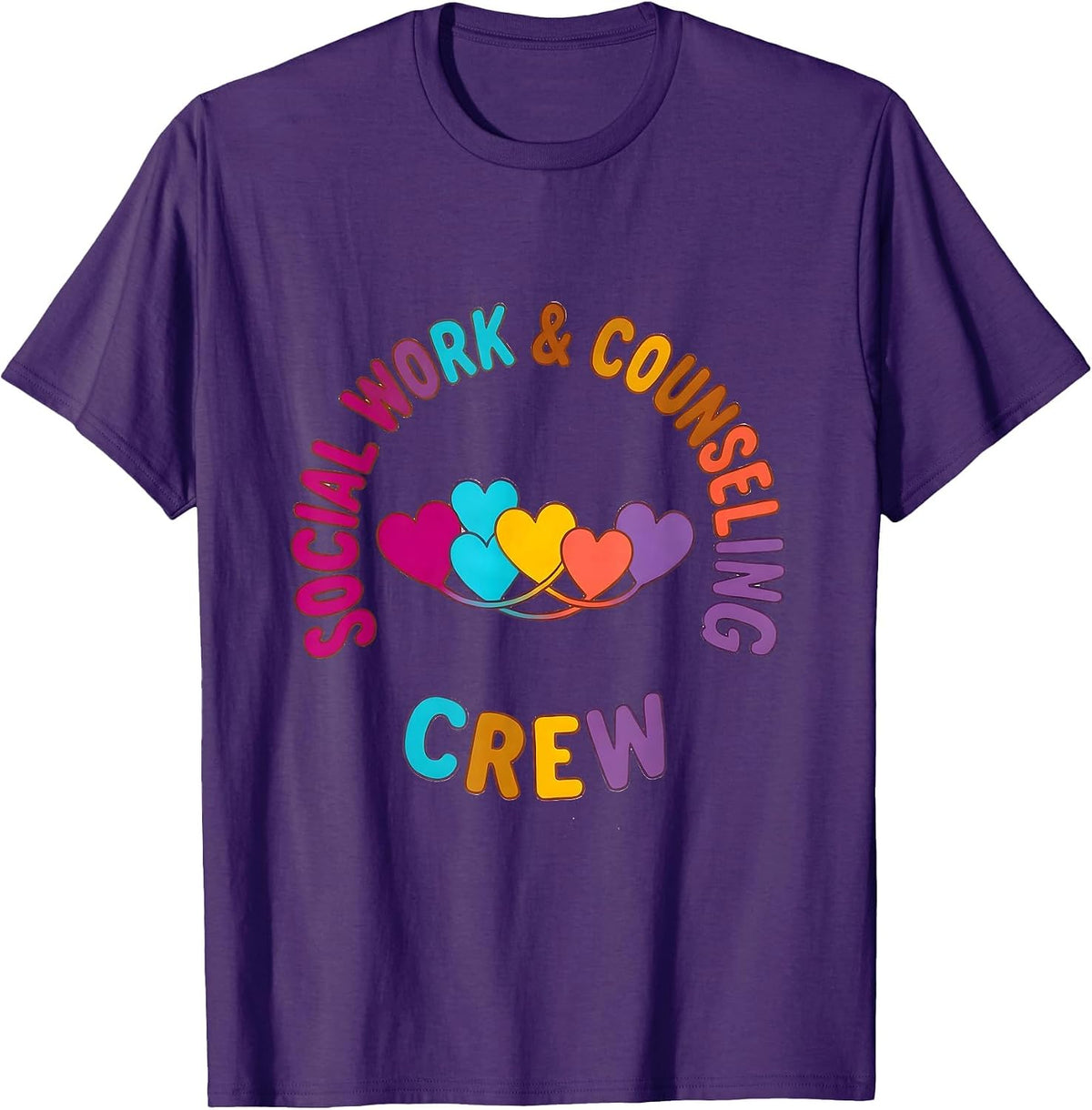 Men's Social Work & Counseling Crew Colorful School Counselor Crew T-Shirt - Purple