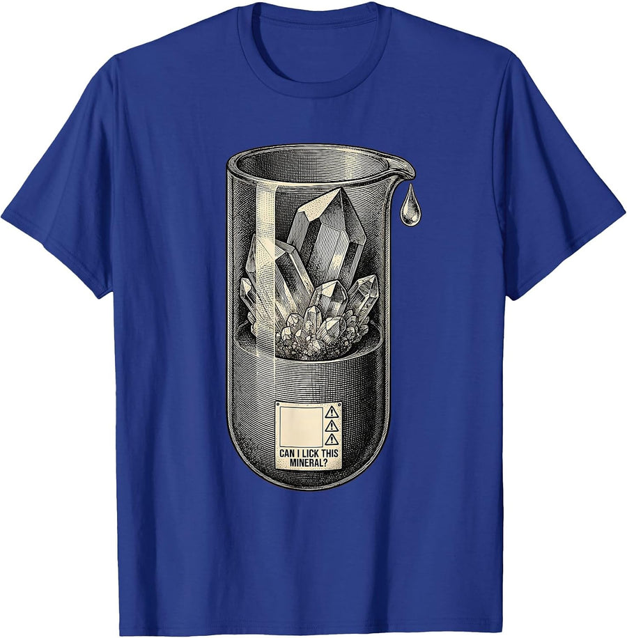 Can I Lick This Mineral Funny Periodic Table Chemistry T-Shirt - Royal Blue
