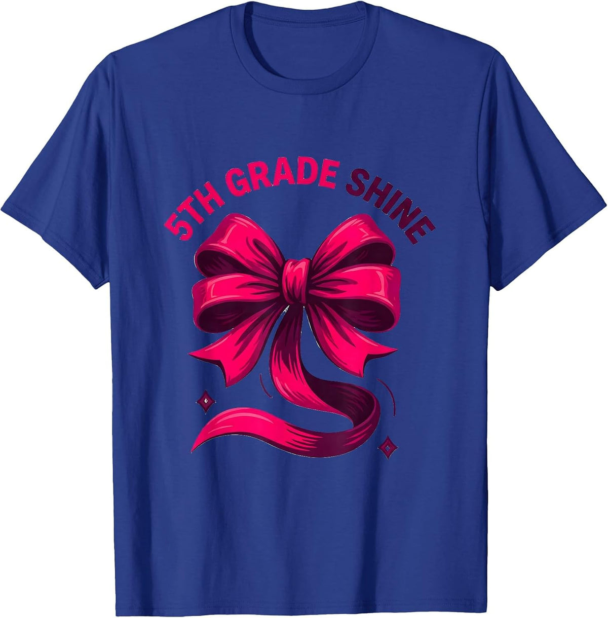 Men's 5th Grade Shine Coquette Bow Back to School Fifth Grade T-Shirt - Royal Blue