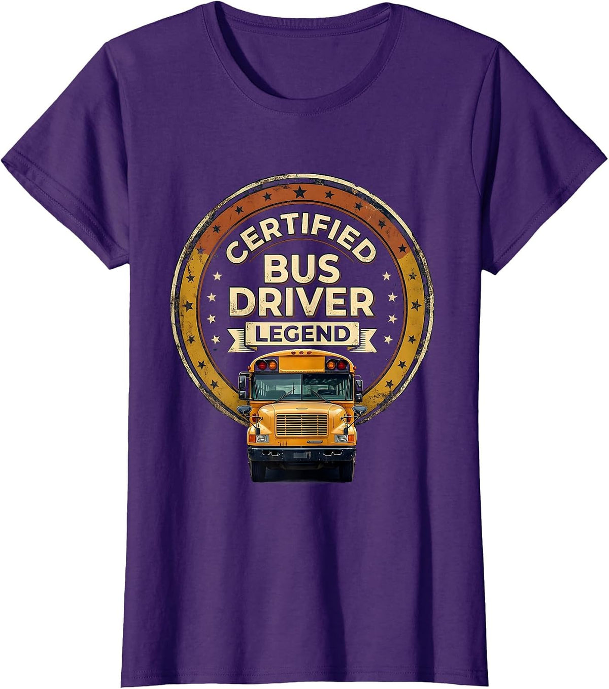 Women's Certified Bus Driver Legend Vintage Funny School Bus Driver T-Shirt - Purple