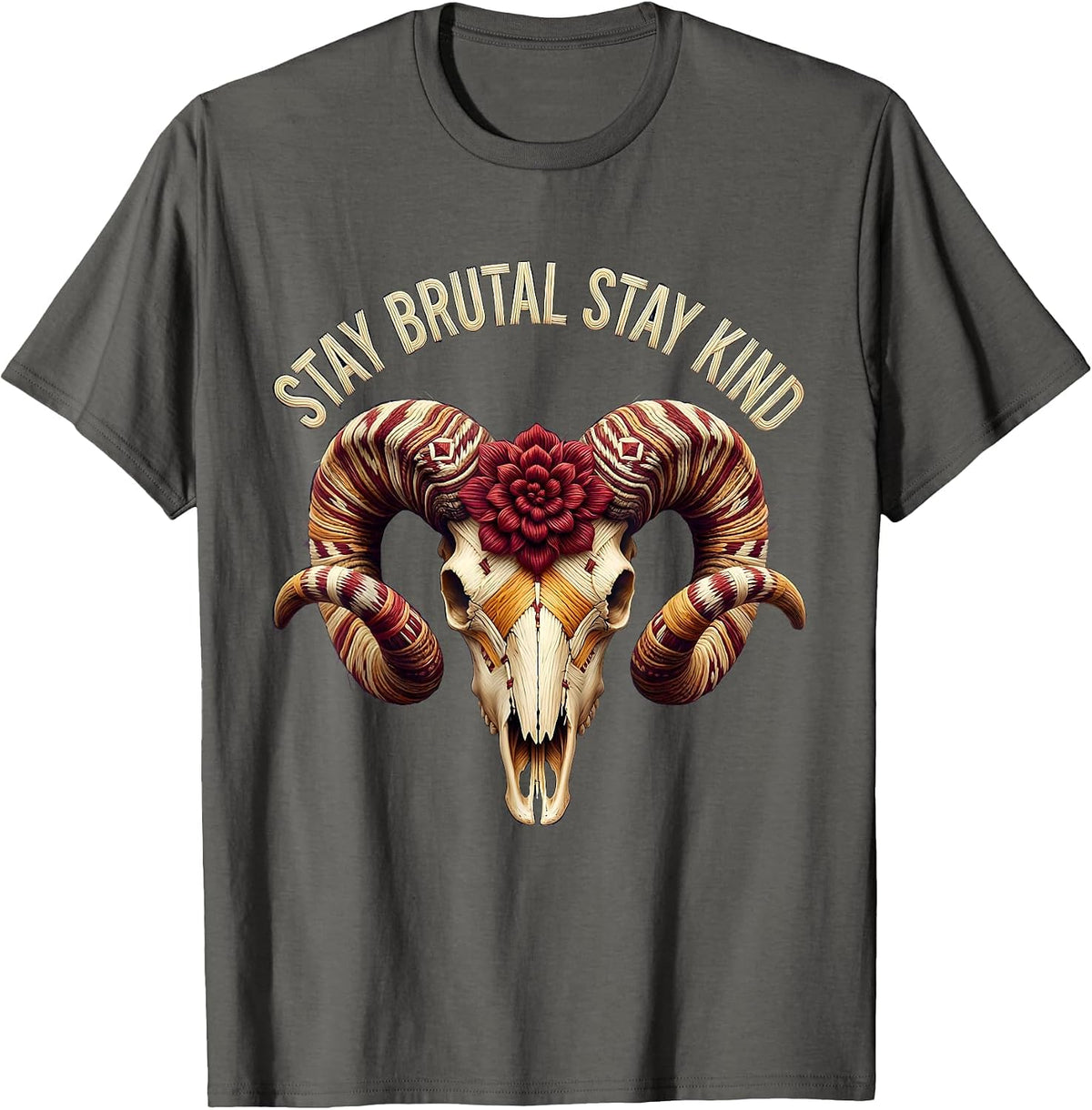 Stay Brutal Stay Kind Heavy Metal Graphic Design T-Shirt - Asphalt Grey